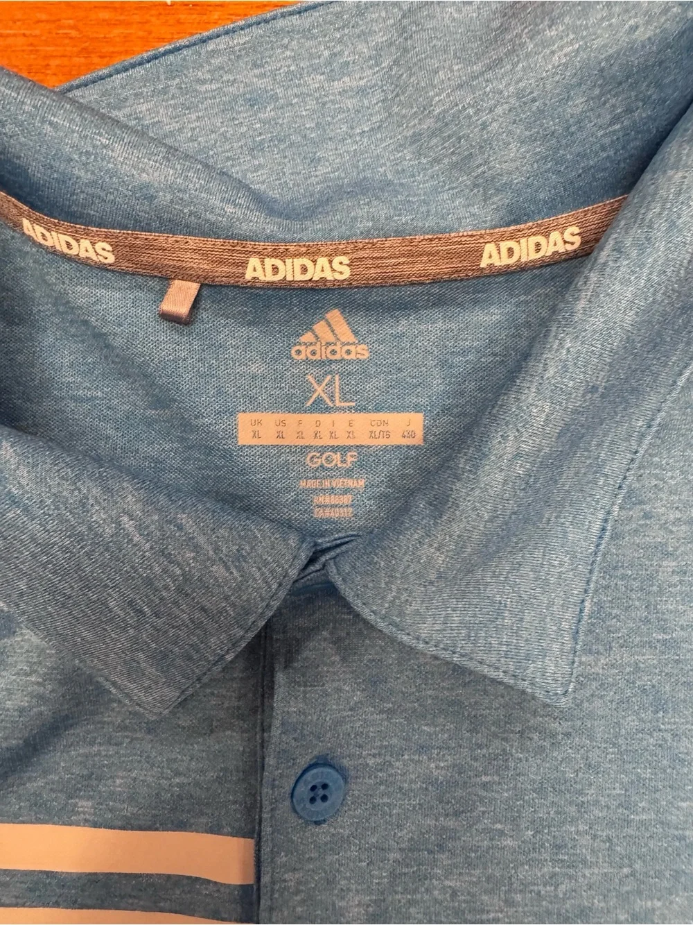adidas Men’s xl  Two-Tone Blue Golf Polo with light gray/silver Stripes